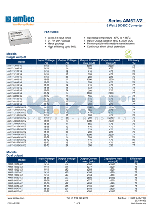 AM5T-VZ_13 datasheet - 5 Watt | DC-DC Converter