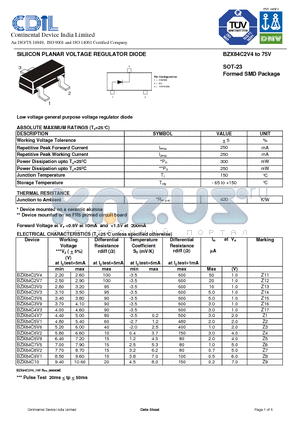 BZX84C9V1 datasheet - SILIICON PLANAR VOLTAGE REGULATOR DIODE