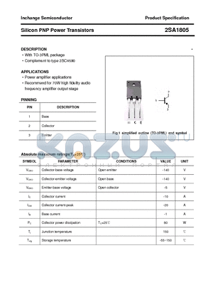 2SA1805 datasheet - Silicon PNP Power Transistors