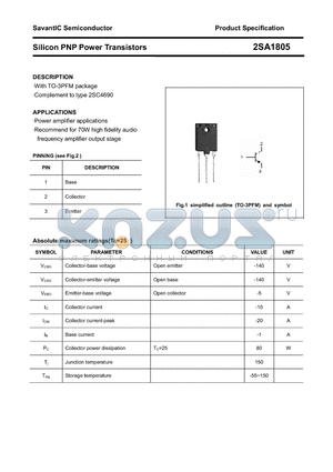 2SA1805 datasheet - Silicon PNP Power Transistors