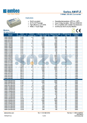 AM5T-Z_13 datasheet - 5 Watt | DC-DC Converter