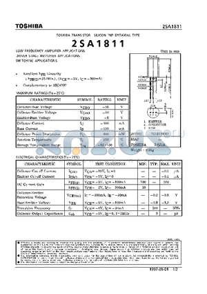 2SA1811 datasheet - TRANSISTOR (LOW FREQUENCY, DRIVER STAGE AMPLIFIER, SWITCHING APPLICATIONS