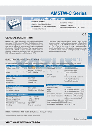 AM5TW-2405SC datasheet - 5 watt dc-dc converters