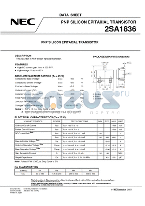 2SA1836 datasheet - PNP SILICON EPITAXIAL TRANSISTOR