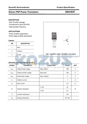 2SA1837 datasheet - Silicon PNP Power Transistors