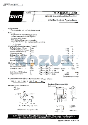 2SA1855 datasheet - 50V/4A Switching Applications