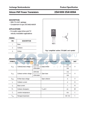 2SA1859 datasheet - Silicon PNP Power Transistors