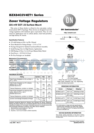 BZX84CXXXET1G datasheet - Zener Voltage Regulators 225 mW SOT−23 Surface Mount