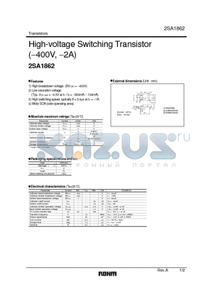 2SA1862 datasheet - High-voltage Switching Transistor (-400V, -2A)