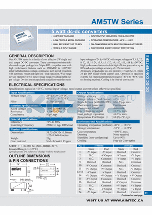 AM5TW-2412SH35 datasheet - 5 watt dc-dc converters