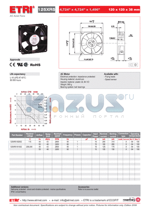 125XR5181002 datasheet - AC Axial Fans