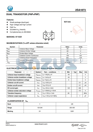2SA1873 datasheet - DUAL TRANSISTOR (PNP PNP)