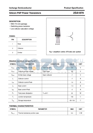 2SA1879 datasheet - Silicon PNP Power Transistors