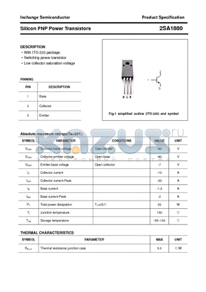 2SA1880 datasheet - Silicon PNP Power Transistors
