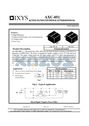 AXC-051 datasheet - ACTIVE FILTER FOR RIPPLE ATTENUATION 5A