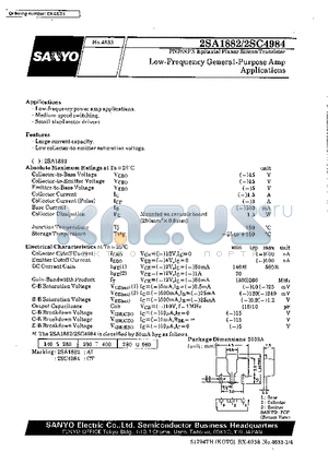 2SA1882 datasheet - Low-Frequency General-Purpose Amp Applications