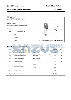 2SA1887 datasheet - Silicon PNP Power Transistors