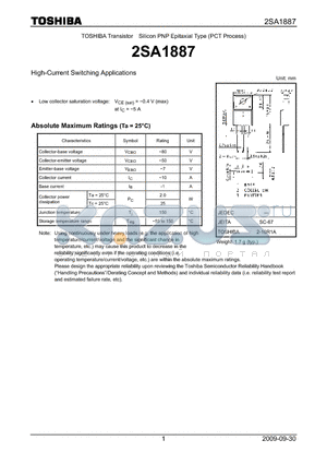 2SA1887 datasheet - High-Current Switching Applications