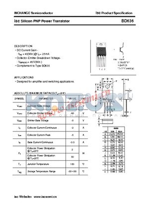 BD636 datasheet - isc Silicon PNP Power Transistor