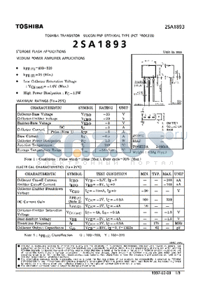 2SA1893 datasheet - TRANSISTOR (STOROBE FLASH, MEDIUM POWER AMPLIFIER APPLICATIONS)