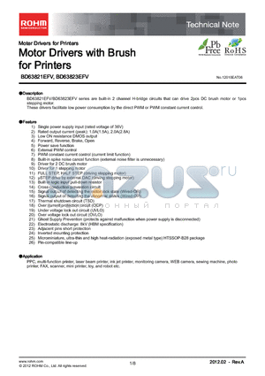 BD63821EFV_12 datasheet - Moter Drivers for Printers Motor Drivers with Brush for Printers