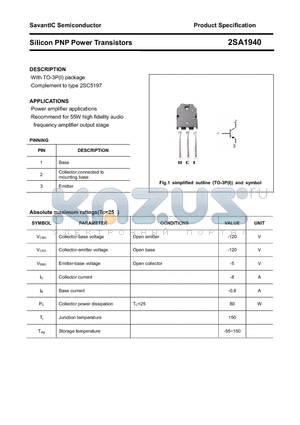 2SA1940 datasheet - Silicon PNP Power Transistors