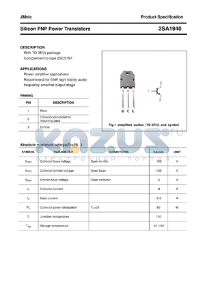 2SA1940 datasheet - Silicon PNP Power Transistors