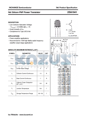 2SA1941 datasheet - isc Silicon PNP Power Transistor