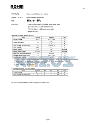 BD63847EFV datasheet - Silicon monolithic integrated circuits