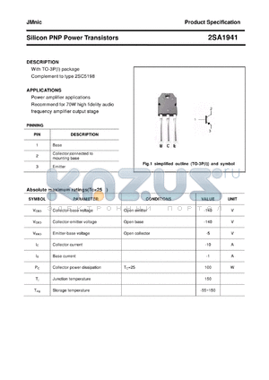 2SA1941 datasheet - Silicon PNP Power Transistors