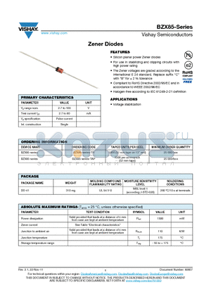 BZX85 datasheet - Zener Diodes