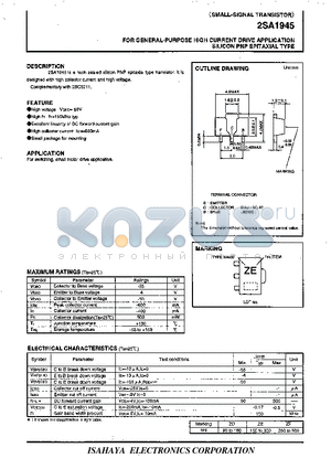 2SA1945 datasheet - FOR GENERAL PURPOSE HIGH CURRENT DRIVE APPLICATION SILICON PNP EPITAXIAL TYPE