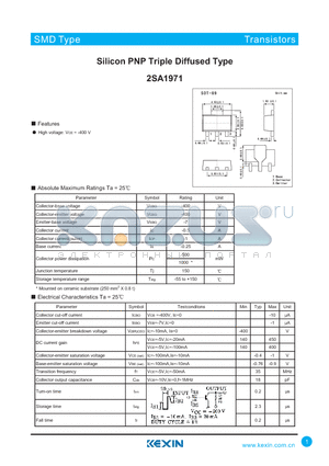 2SA1971 datasheet - Silicon PNP Triple Diffused Type