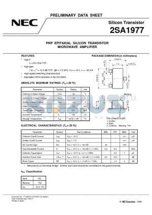 2SA1977 datasheet - PNP EPITAXIAL SILICON TRANSISTOR MICROWAVE AMPLIFIER
