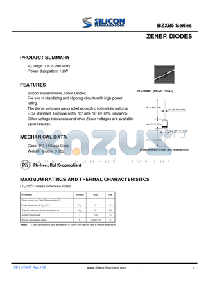 BZX85-B9V1 datasheet - ZENER DIODES