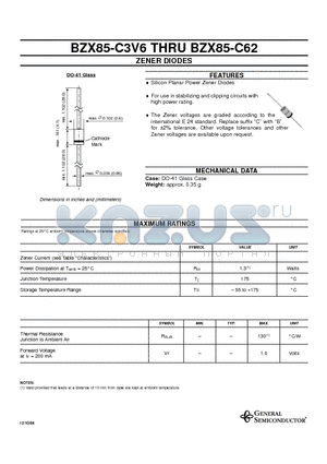 BZX85-C10 datasheet - ZENER DIODES