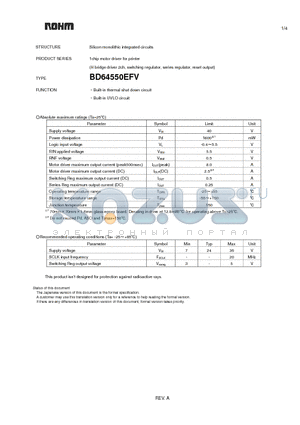 BD64550EFV datasheet - Silicon monolithic integrated circuits