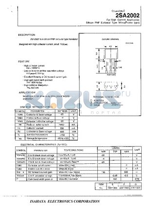 2SA2002 datasheet - FOR HIGH CURRENT APPLICATION SILICON PNP EPITAXIAL TYPE MICRO(FRAME TYPE)