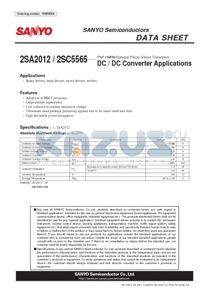 2SA2012_11 datasheet - DC / DC Converter Applications