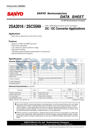 2SA2016 datasheet - DC / DC Converter Applications