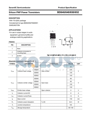 BD648 datasheet - Silicon PNP Power Transistors