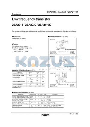 2SA2018 datasheet - Low frequency transistor