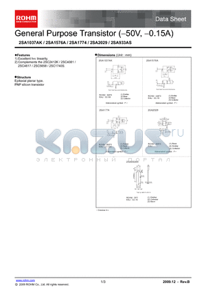 2SA2029 datasheet - General Purpose Transistor (50V, 0.15A)