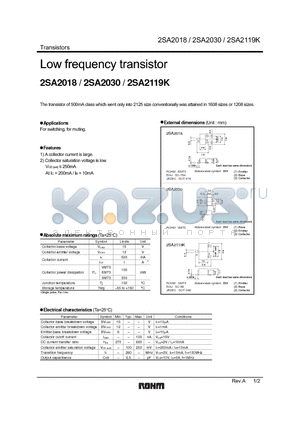 2SA2030 datasheet - Low frequency transistor
