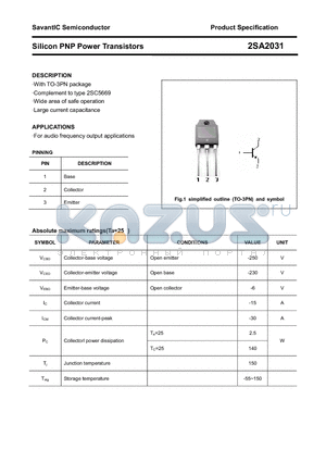 2SA2031 datasheet - Silicon PNP Power Transistors