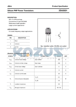 2SA2031 datasheet - Silicon PNP Power Transistors