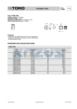 126ANS-8001Z datasheet - Variable Coils