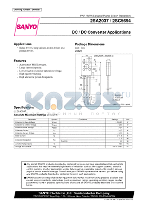 2SA2037 datasheet - DC / DC Converter Applications