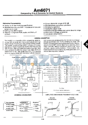 AM6071ADM datasheet - Companding D-to-A Converter for Control Systems