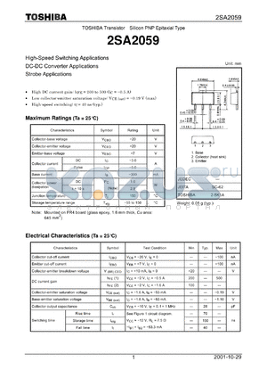 2SA2059 datasheet - SILICON PNP EPITAXIAL TYPE